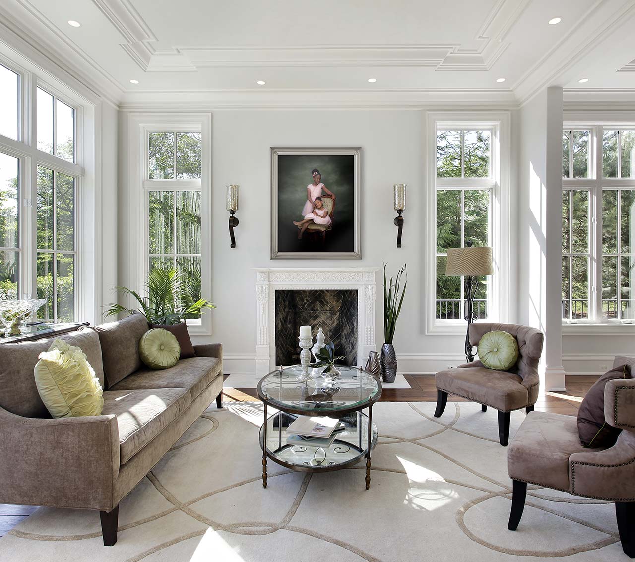 Modern Living Room displaying an Heirloom Artistry Premium Portrait